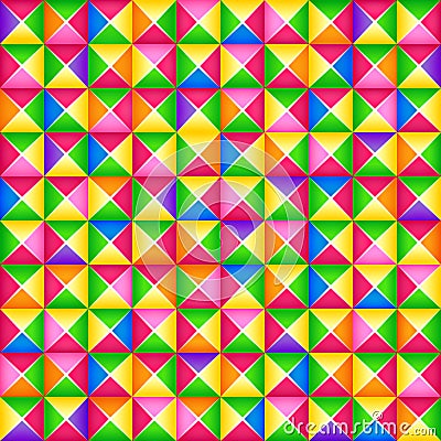 Vector seamless colorful 3d geometric pattern from square blocks. Origami style. Stock Photo