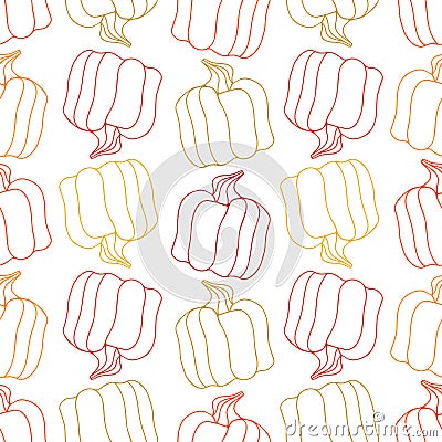 Vector seamless colorful pattern of lined autumn decorative abstract pumpkins Vector Illustration