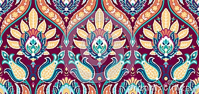 Vector seamless colorful pattern in turkish style. Vintage decorative background. Hand drawn ornament. Islam, Arabic Vector Illustration