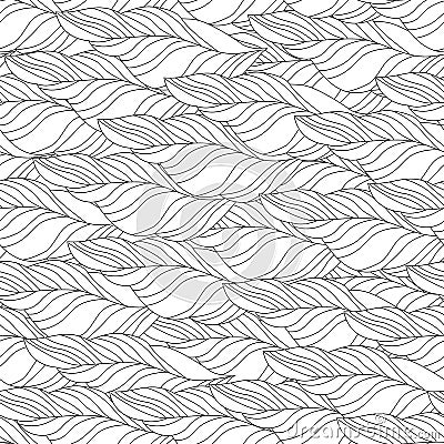 Vector Seamless Contour Floral Pattern. Vector Illustration