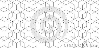 Vector seamless cubic hexagon pattern. Modern stylish thin linear texture Stock Photo