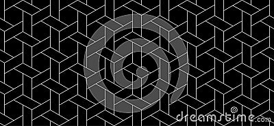 Vector seamless cubic hexagon pattern. Modern stylish thin linear texture Stock Photo