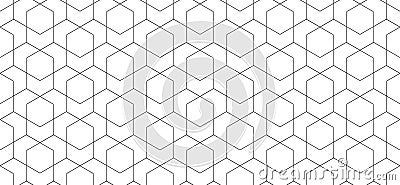 Vector seamless cubic hexagon pattern. Modern stylish thin linear texture Stock Photo
