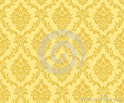 Vector seamless damask gold patterns. Rich ornament, old Damascus style gold pattern Vector Illustration