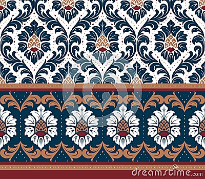 Vector seamless damask ornament background Vector Illustration