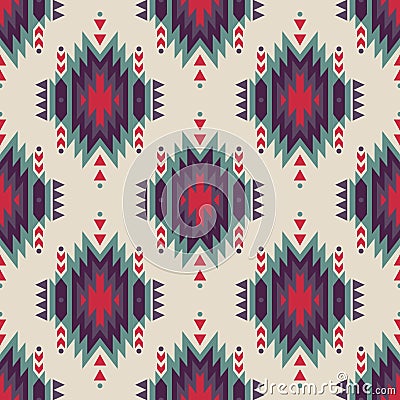 Vector seamless decorative ethnic pattern. American indian motifs Vector Illustration