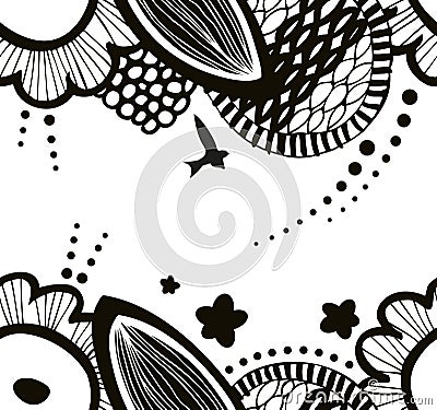 Vector seamless decorative floral pattern. Abstract drawn background. Summer texture. Vector Illustration