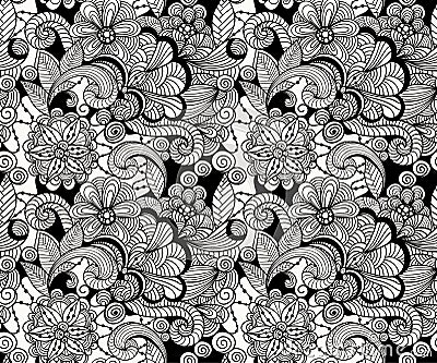 Vector Seamless Doodle Floral Pattern Stock Photo