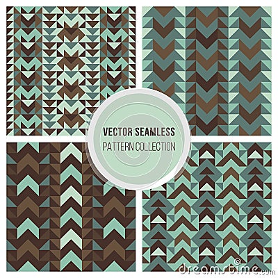 Vector Seamless Ethnic Geometric Pattern Collection Vector Illustration