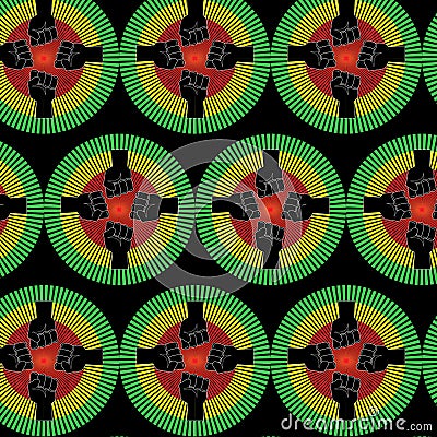 Vector seamless ethnic pattern with fists Stock Photo