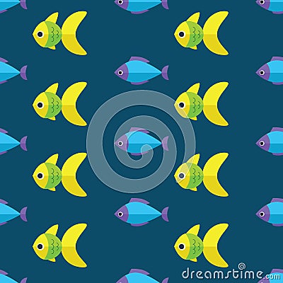 Vector seamless fish pattern. Ocean or aquarium background Vector Illustration