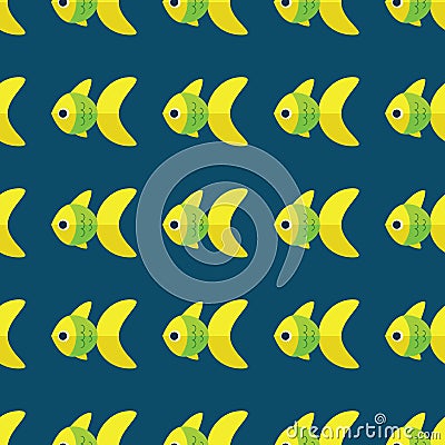 Vector seamless fish pattern. Ocean or aquarium background Vector Illustration