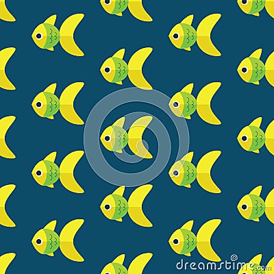 Vector seamless fish pattern. Ocean or aquarium background Vector Illustration