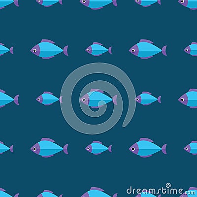 Vector seamless fish pattern. Ocean or aquarium background Vector Illustration