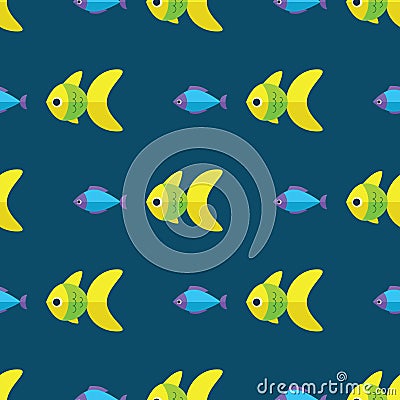 Vector seamless fish pattern. Ocean or aquarium background Vector Illustration