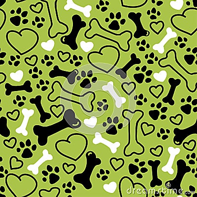 Vector seamless flat hand drawn dog pattern Vector Illustration