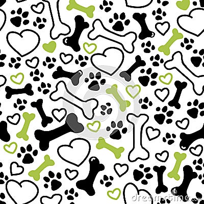 Vector seamless flat hand drawn dog pattern Vector Illustration