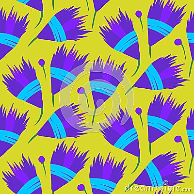 Vector seamless floral pattern with blue bells Vector Illustration