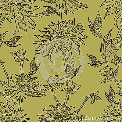 Vector seamless floral pattern with herbarium Vector Illustration