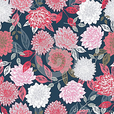 Vector seamless floral print background Stock Photo