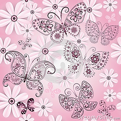 Vector seamless gentle spring pink pattern Vector Illustration