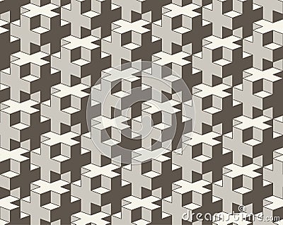 Vector seamless geometric pattern. 3D cross tiling Abstract Background Vector Illustration
