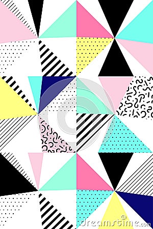 Vector seamless geometric pattern. Memphis Style. Abstract 80s. Vector Illustration