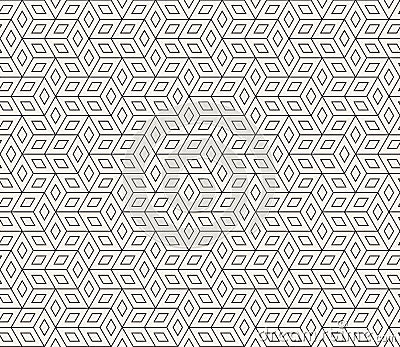 Vector seamless geometric pattern. Simple abstract thin lines lattice. Repeating rhombus shapes background tiling Vector Illustration