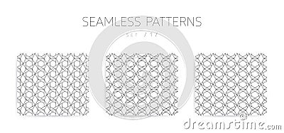 Vector seamless geometric patterns collection with editable stro Vector Illustration
