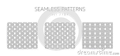 Vector seamless geometric patterns collection with editable stro Vector Illustration