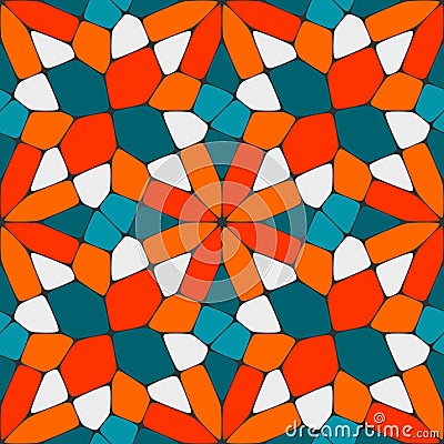 Vector Seamless Geometric Tiling Pattern in Teal and Orange Vector Illustration