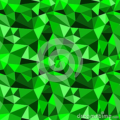 Vector seamless green abstract geometric rumpled triangular graphic background Vector Illustration