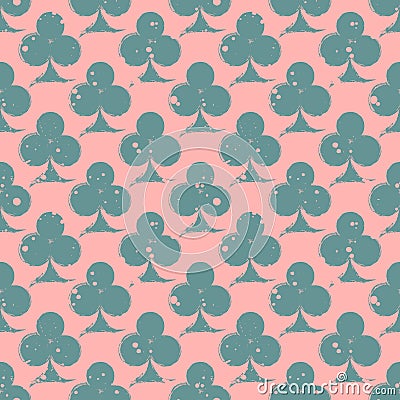 Vector seamless grunge pattern. Grungy graphic illustration of sign of playing card with ink blot, brush strokes. Endless backgrou Vector Illustration