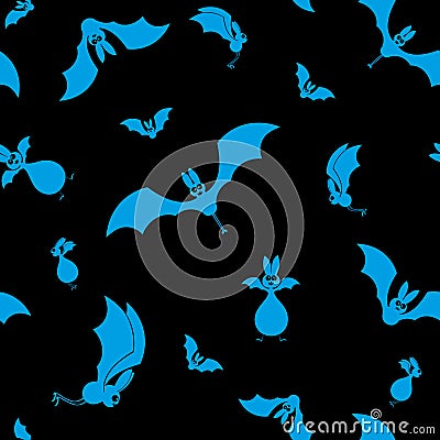 Vector seamless halloween bats silhouette on black background Vector Illustration