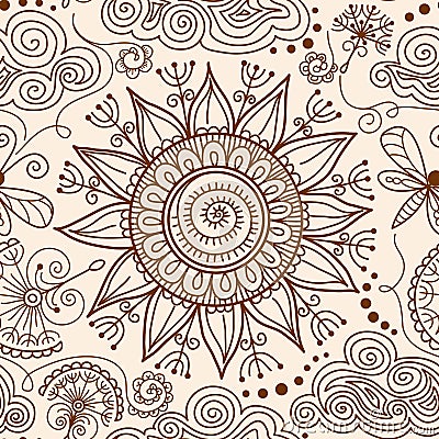 Vector seamless Henna mehndi doodle pattern Vector Illustration