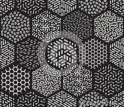 Vector Seamless Hexagonal Jumble Patterns Vector Illustration