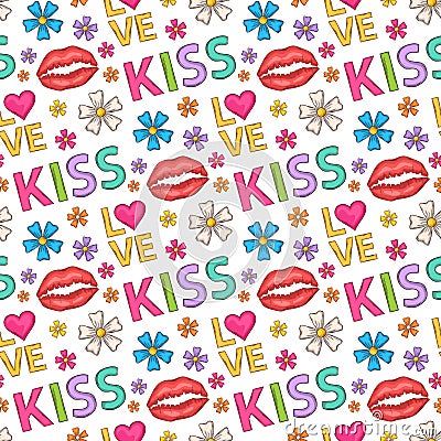 Vector seamless Kiss pattern Vector Illustration