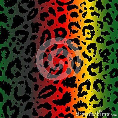 Vector seamless kwanzaa pattern with colored leopard print. Animal print. Cheetah african print on color background. Vector Illustration