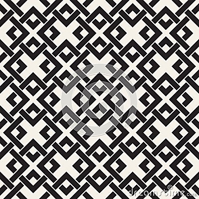Vector seamless lines pattern. Abstract background with interweaving squares. Geometric monochrome lattice texture. Decorative gri Stock Photo