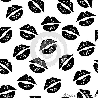 Vector seamless lip pattern,texture,print. Kiss illustration Vector Illustration