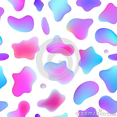 Vector seamless liquid fluid pattern, Abstract background liquid lava lamp pattern. 3d colorful shapes on white Vector Illustration