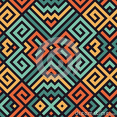 Vector Seamless Maze Pattern for Textile Design Vector Illustration