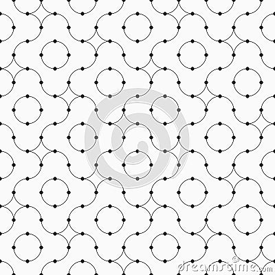 Vector seamless minimalistic pattern of curved lines with dots in nodes. Vector Illustration