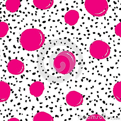 Vector seamless modern messy polka dot pattern. Dragon fruit ins Vector Illustration