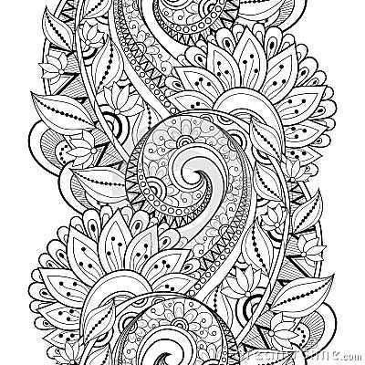 Vector Seamless Monochrome Floral Pattern Vector Illustration