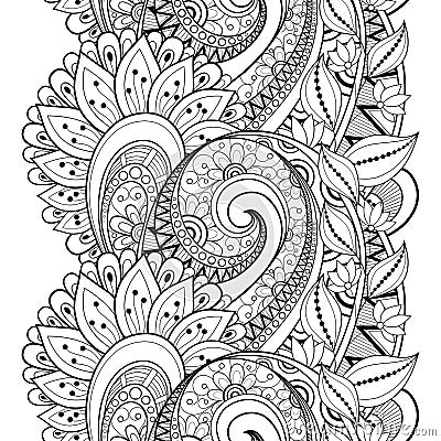 Vector Seamless Monochrome Floral Pattern Vector Illustration