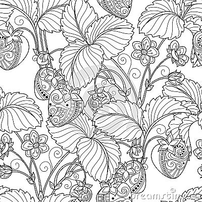 Vector Seamless Monochrome Fruit Pattern Vector Illustration