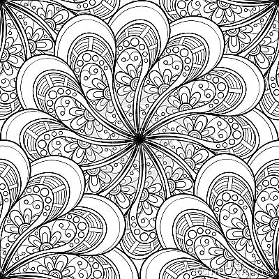 Vector Seamless Monochrome Ornate Pattern Vector Illustration