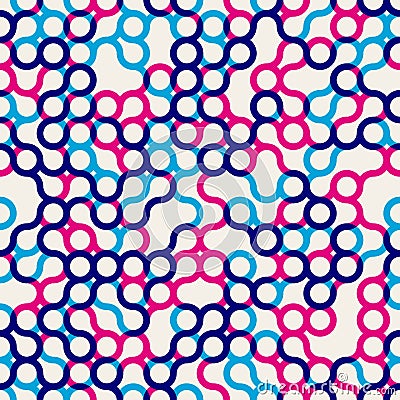 Vector Seamless Multicolor Circles Grid Pattern Vector Illustration