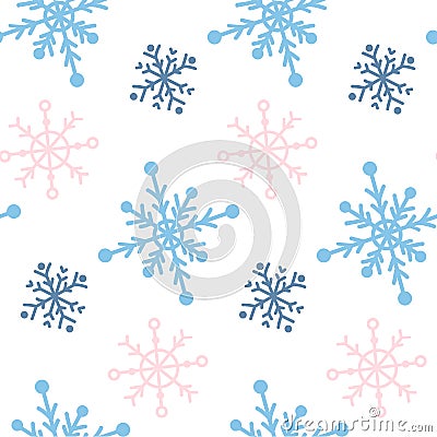 Vector seamless paattern with snowlakes. winter background. Vector Illustration